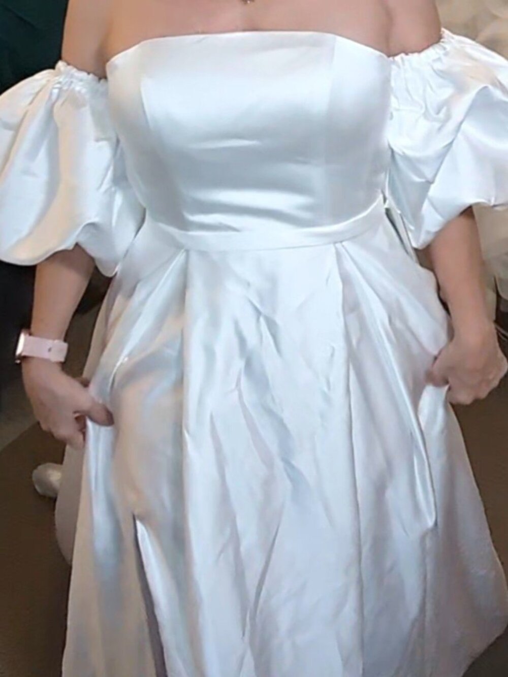 NWT Witness of Love Wedding Dress Size 4 Off Shoulder Satin Bridal Gown Corset - Picture 4 of 4